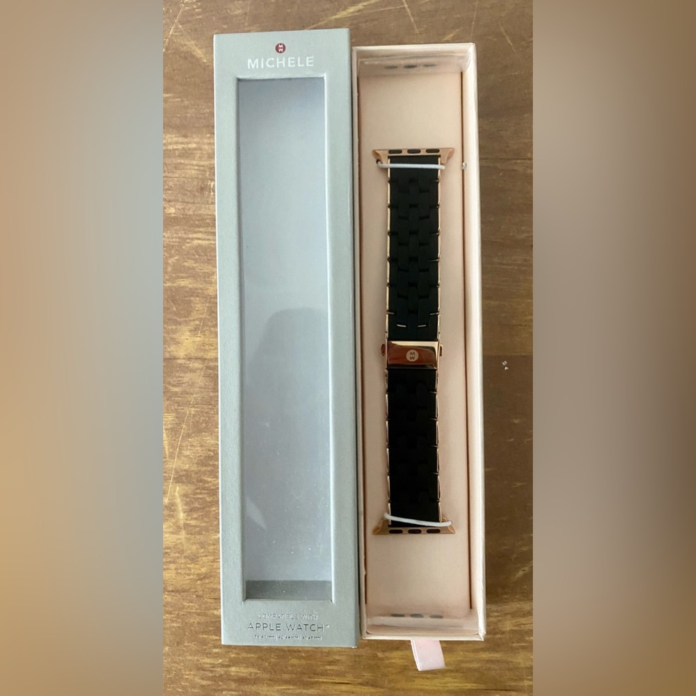 Brand New Michele rose gold and black Apple Watch band